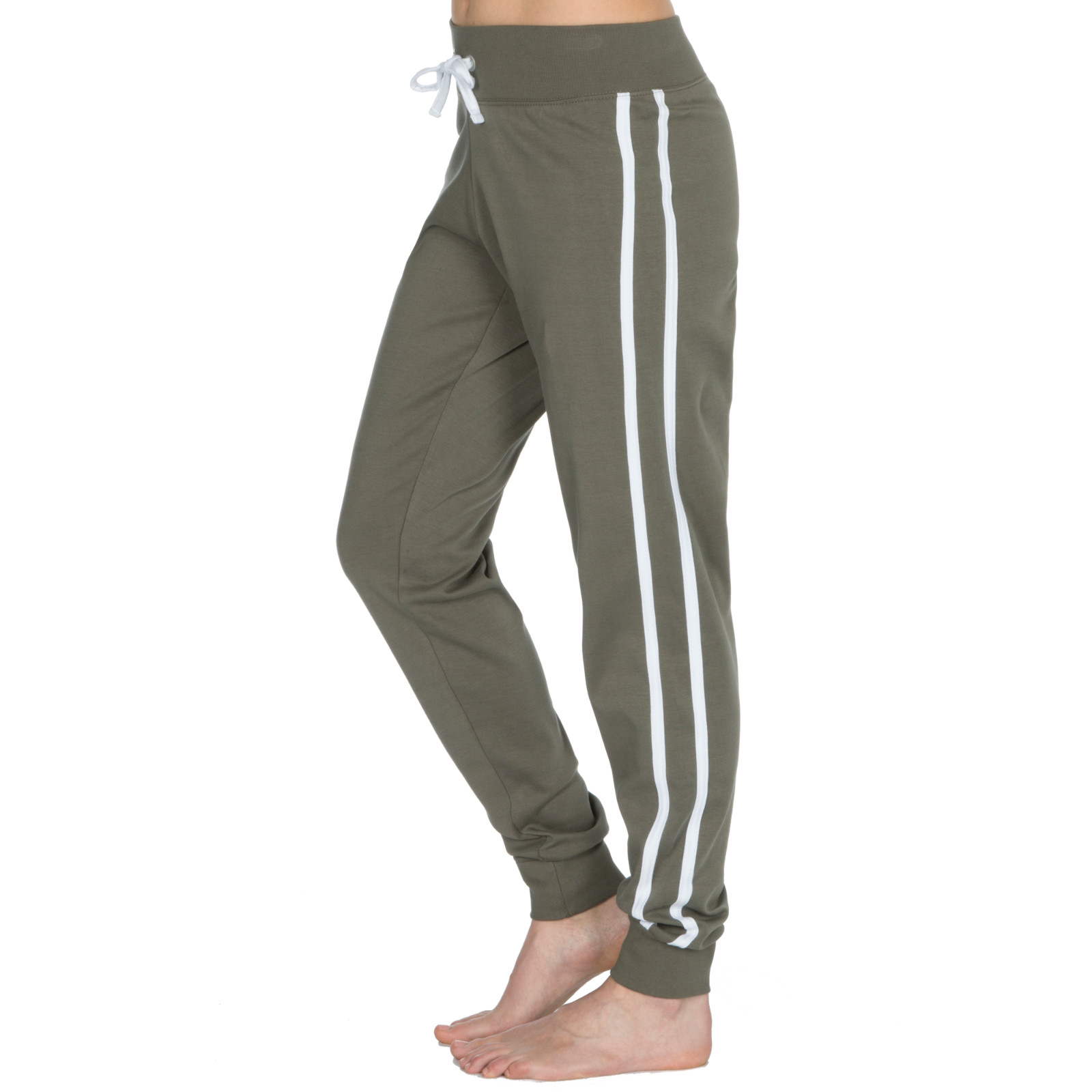 Womens Cotton Stripe Jogging Bottoms Ladies Gym Yoga Sweatpants Casual